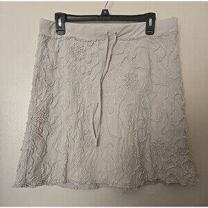 Max Studio Y2K-Inspired Boho Textured Embroidered Women's Cotton Skirt Sz Large